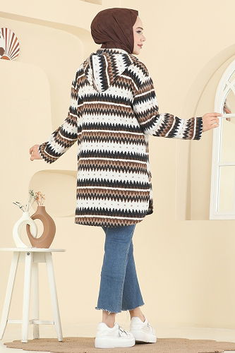 moda selvim Overcoat 2062ERK1158 Pattern3 Brown - Thumbnail