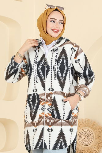 moda selvim Overcoat 2062ERK1158 Pattern5 Brown - Thumbnail