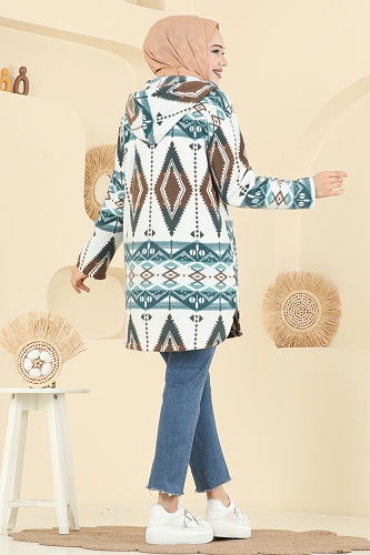 moda selvim Overcoat 2062ERK1158 Pattern5 Mint - Thumbnail