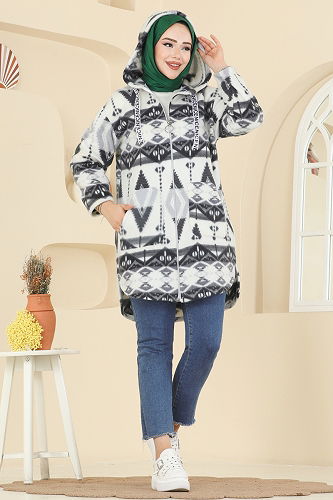 moda selvim Overcoat 2062ERK1158 Pattern6 Gray - Thumbnail