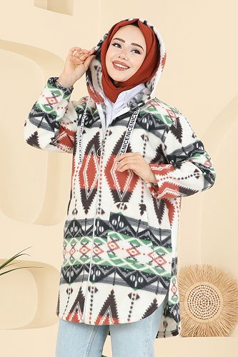 moda selvim Overcoat 2062ERK1158 Pattern6 Salmon - Thumbnail