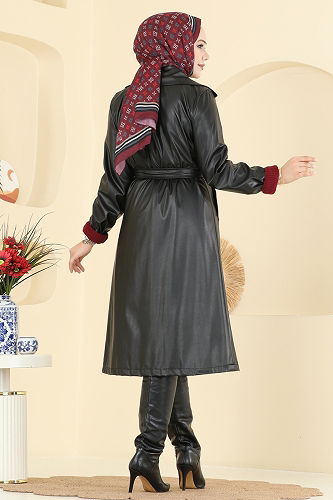 moda selvim Overcoat 21179MPR1163 Black - Thumbnail