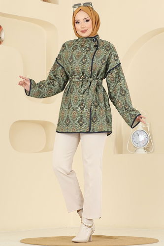 moda selvim Overcoat 21186MPR1163 Khaki - Thumbnail