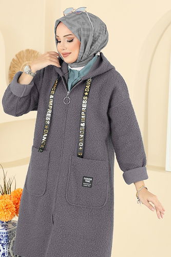 moda selvim كاب رمادي غامق 2141LYD1165 - Thumbnail