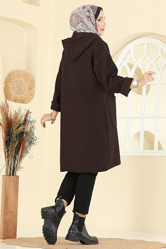 moda selvim Overcoat 2141LYD1165 Bitter Brown - Thumbnail