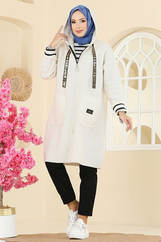 moda selvim Overcoat 2141LYD1165 Ecru - Thumbnail