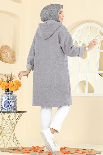 moda selvim Overcoat 2141LYD1165 Gray - Thumbnail