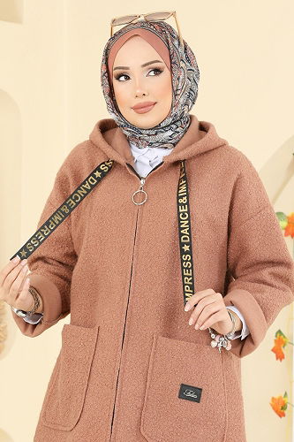 moda selvim Overcoat 2141LYD1165 Salmon - Thumbnail