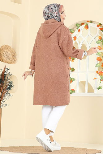 moda selvim Overcoat 2141LYD1165 Salmon - Thumbnail