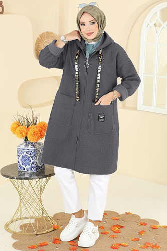 moda selvim كاب رمادي غامق 2141LYD1165 - Thumbnail