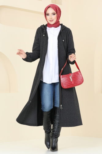 moda selvim Overcoat 22002UKB139 Anthracite - Thumbnail