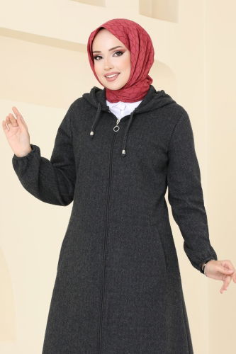 moda selvim Overcoat 22002UKB139 Anthracite - Thumbnail