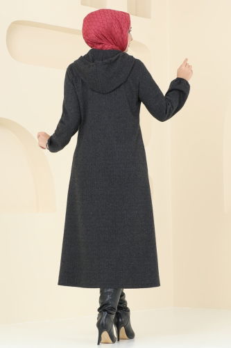 moda selvim Overcoat 22002UKB139 Anthracite - Thumbnail