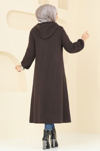 moda selvim Overcoat 22002UKB139 Brown - Thumbnail