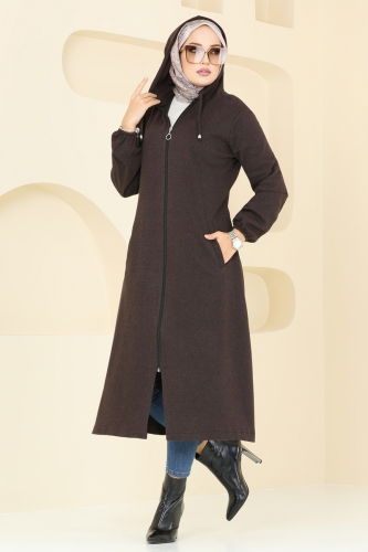 moda selvim Overcoat 22002UKB139 Brown - Thumbnail