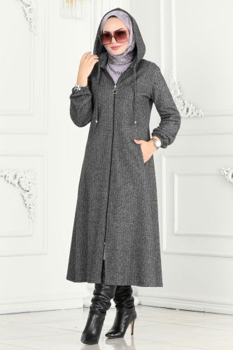 moda selvim Overcoat 22002UKB139 Gray - Thumbnail