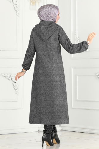 moda selvim Overcoat 22002UKB139 Gray - Thumbnail