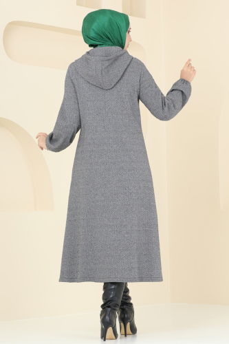 moda selvim Overcoat 22002UKB139 Light Gray - Thumbnail