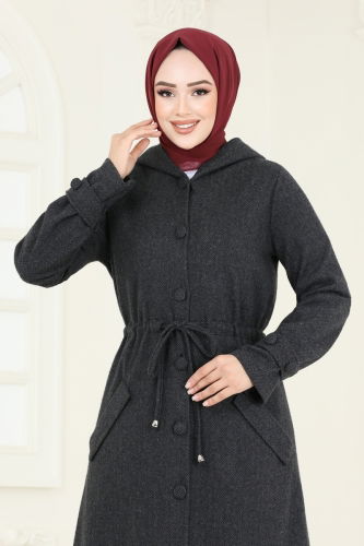 moda selvim Overcoat 22003UKB139 Anthracite - Thumbnail