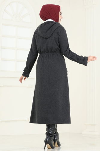 moda selvim Overcoat 22003UKB139 Anthracite - Thumbnail