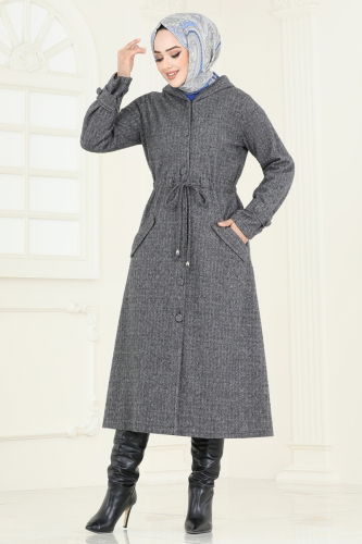 moda selvim Overcoat 22003UKB139 Gray - Thumbnail