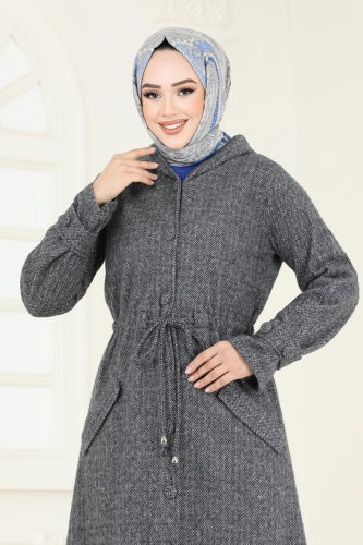 moda selvim Overcoat 22003UKB139 Gray - Thumbnail