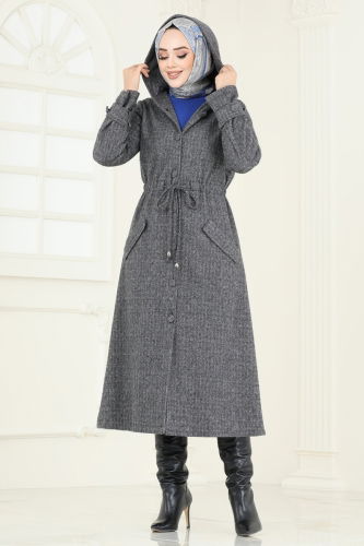 moda selvim Overcoat 22003UKB139 Gray - Thumbnail