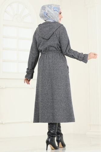 moda selvim Overcoat 22003UKB139 Gray - Thumbnail