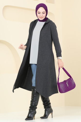 moda selvim Overcoat 22028UKB139 Anthracite - Thumbnail