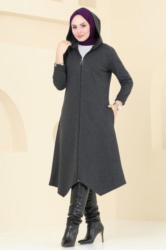 moda selvim Overcoat 22028UKB139 Anthracite - Thumbnail