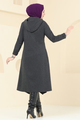 moda selvim Overcoat 22028UKB139 Anthracite - Thumbnail