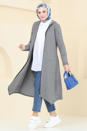 moda selvim Overcoat 22028UKB139 Gray - Thumbnail