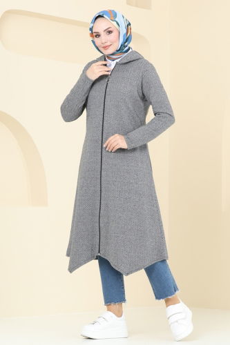 moda selvim Overcoat 22028UKB139 Gray - Thumbnail