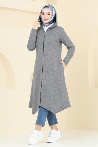 moda selvim Overcoat 22028UKB139 Gray - Thumbnail