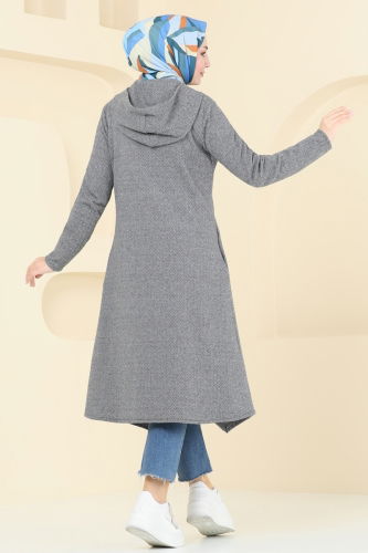 moda selvim Overcoat 22028UKB139 Gray - Thumbnail