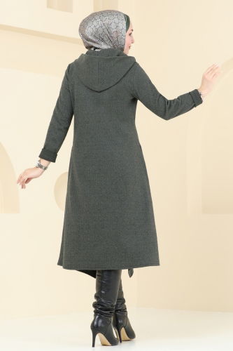 moda selvim Overcoat 22028UKB139 Khaki - Thumbnail