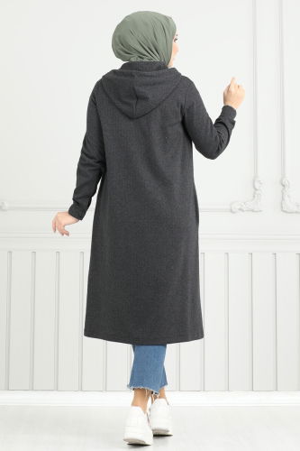 moda selvim Overcoat 22036UKB139 Anthracite - Thumbnail