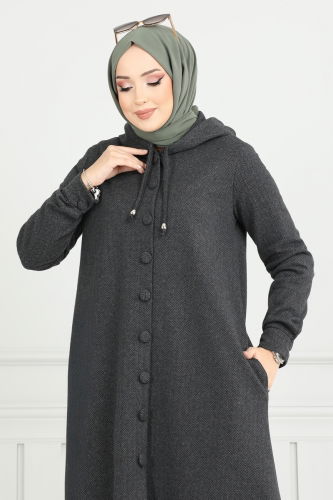 moda selvim Overcoat 22036UKB139 Anthracite - Thumbnail