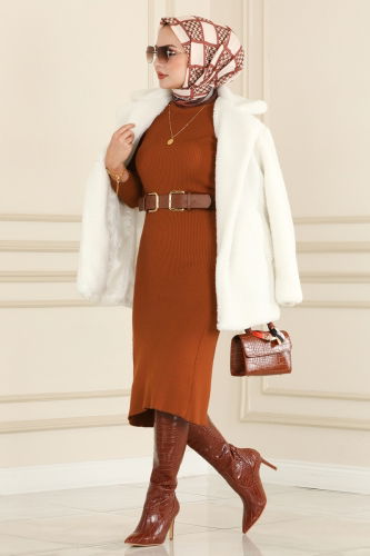 moda selvim Overcoat 220MP806 Ecru - Thumbnail