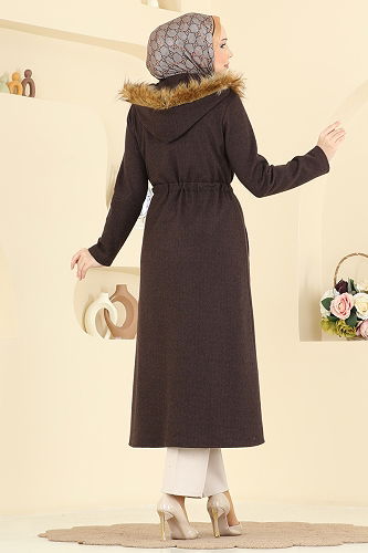 moda selvim Overcoat 24026UKB139 Brown - Thumbnail