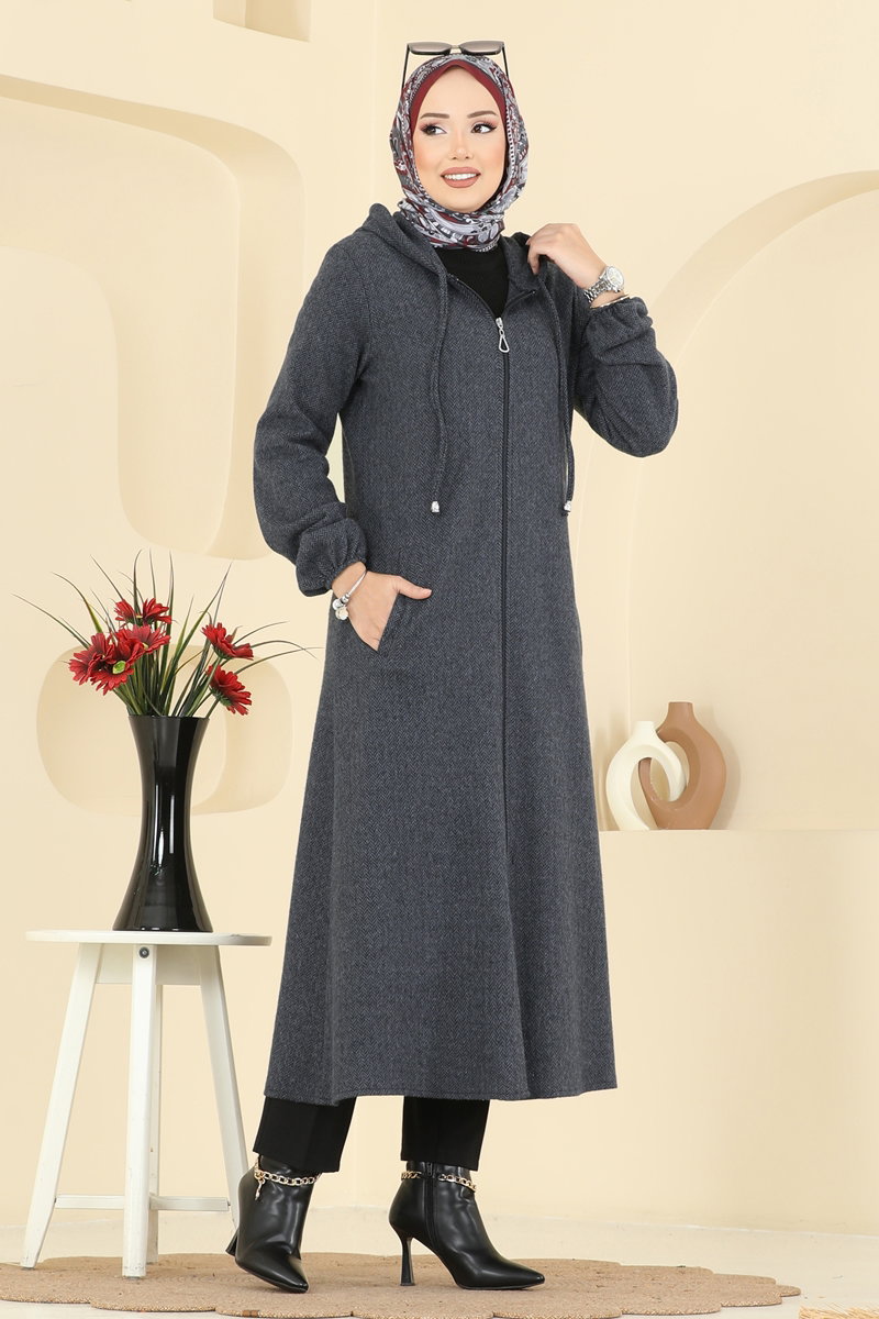 Overcoat 24084UKBK1160 Anthracite - Moda Selvim