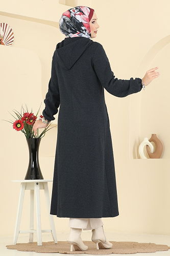 moda selvim Overcoat 24084UKBK1160 Black - Thumbnail