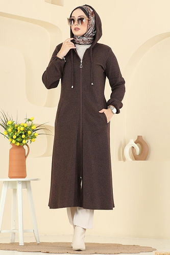 moda selvim Overcoat 24084UKBK1160 Brown - Thumbnail