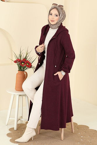 moda selvim كاب خمري غامق 24084UKBK1160 - Thumbnail