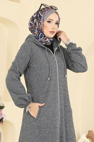 moda selvim Overcoat 24084UKBK1160 Gray - Thumbnail