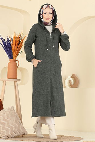 moda selvim Overcoat 24084UKBK1160 Khaki - Thumbnail
