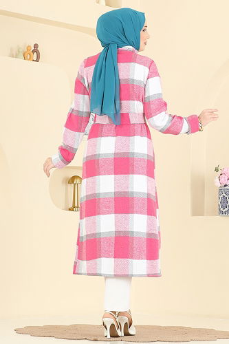 moda selvim Overcoat 24087UKBK1160 Fuchsia - Thumbnail