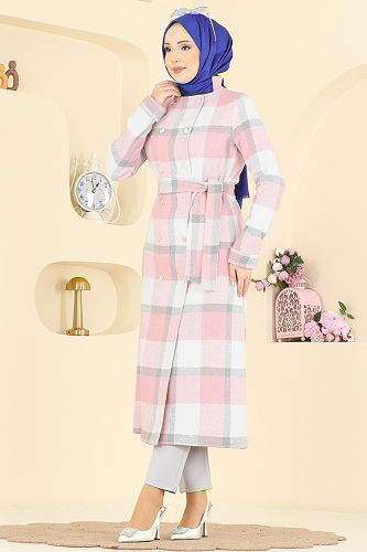 moda selvim Overcoat 24087UKBK1160 Powder - Thumbnail