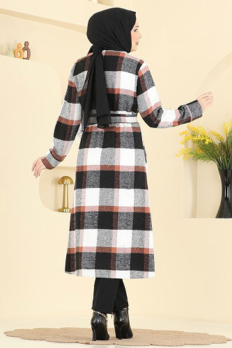 moda selvim Overcoat 24088UKBK1160 Black - Thumbnail