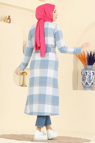 moda selvim Overcoat 24088UKBK1160 Blue - Thumbnail
